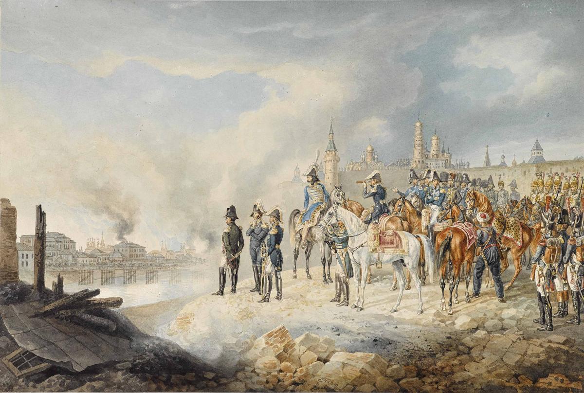 Наполеон в горящей Москве 1812 Альбрехт адам